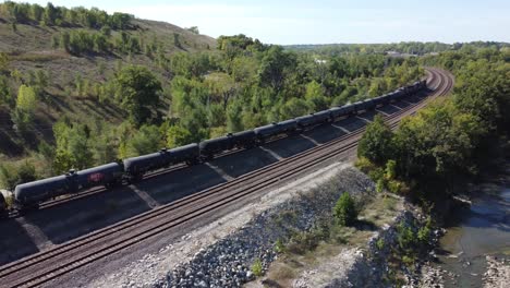 Cinematic-and-sweeping-drone-footage-of-train-as