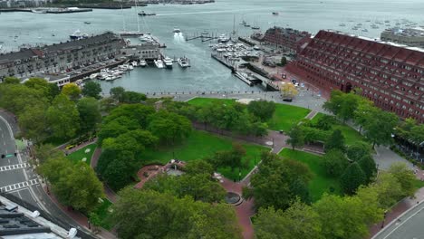 Christopher-Columbus-Waterfront-Park-at-Boston-Harbor-Aerial
