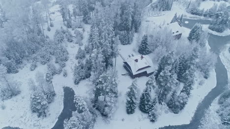 Aerial-View-of-White-Winter-Day-in-Countryside