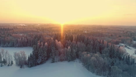 Drone-Aerial-View-of-Sunny-Winter-Morning-Above