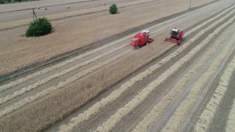 Combines-in-the-field-Aerial-view-of-harvesters