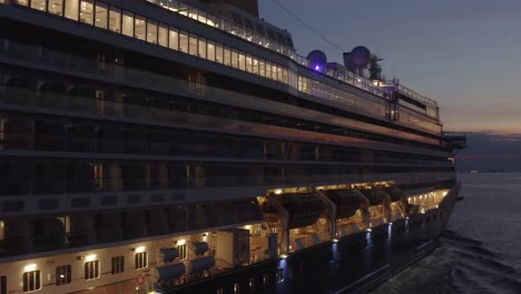 Aerial---Spirit-of-Discovery-cruise-ship-at-dusk