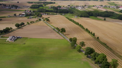 Aerial-view-of-rural-landscape-with-farm-houses