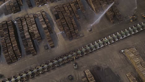 Aerial-top-down-view-of-the-timber-yard-working