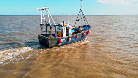 Aerial-drone-video-footage-of-a-fishing-trawler