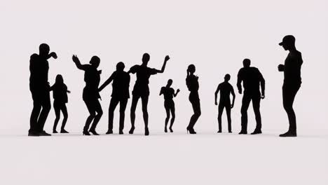 Die-Silhouetten-Der-Menschen-Tanzen-Und-Haben-Spaß-Auf-Weiß