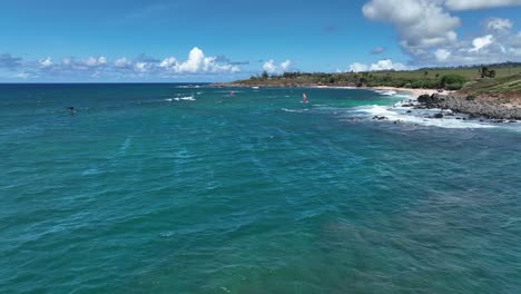 Windsurf-En-Maui-Hawaii-Usa-Antena-De-Bajo-Vuelo