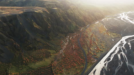 Sunset-flight-over-Thorsmork-River-Valley-Iceland-in