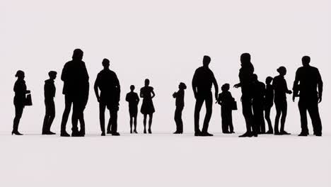 People's-silhouettes-standing-idle-talking-on-white-background