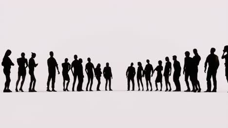 People's-silhouettes-standing-idle-waiting-in-rows-on