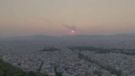 Aerial---General-shot-of-Athens-over-Mount-Lycabettus