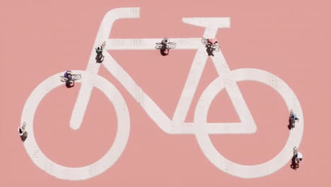 Fahrräder-Mit-Radfahrern,-Die-Sich-Auf-Riesigen-Bewegen