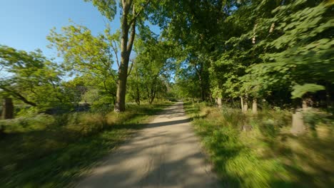 Biking-and-running-on-gravel-path-trail-in