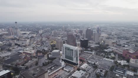 Drone-flight-over-San-Antonio-Texas-downtown-at