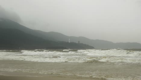 Rough-Sea-Waves-Dark-Sky-and-Rainfall-During