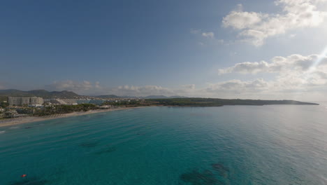 Aerial-view-of-clear-Sa-Coma-beach-water