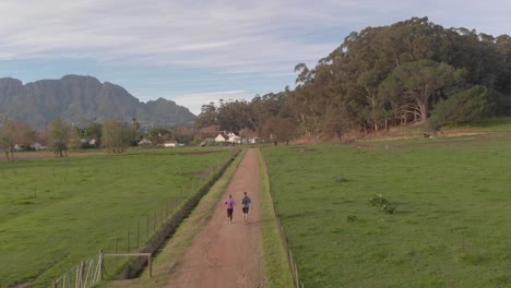 A-drone-shot-of-a-couple-jogging-in