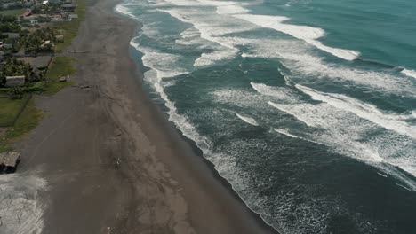 Idyllic-Beach-For-Surfing-In-El-Paredon,-Guatemala---aerial-drone-shot