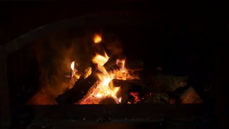 Logs-burning-in-an-outdoor-fireplace
