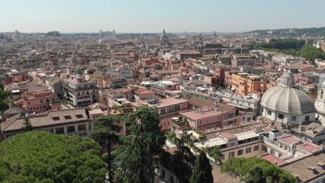 Vista-Panorámica-De-Roma-Desde-Pincio-Sobre-Piazza-Del-Popolo-Con-Paisaje-Urbano