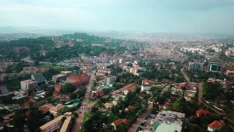 Panoramic-View-Of-Kampala,-Capital-Of-Uganda-At-Daytime---aerial-drone-shot