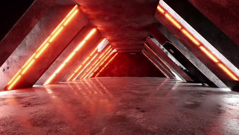 Sci-fi-neonlampen-In-Einem-Dunklen-Korridor