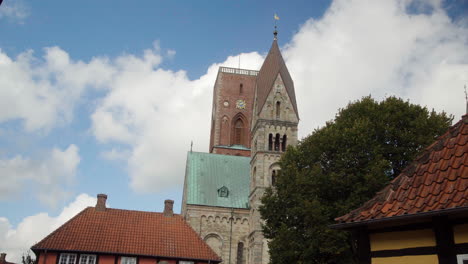 Church-in-Ribe,-Denmark-against-the-sky