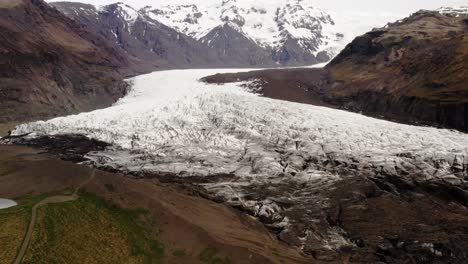 Vista-Aérea-Del-Glaciar-Skaftafell,-Parque-Nacional-Vatnajokull-En-Islandia