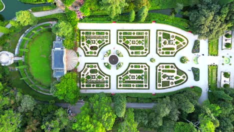 Luftvideo-Drohne,-Die-Im-Sommer-In-Europa-Auf-Den-Gartenblumen-Aufgenommen-Wurde