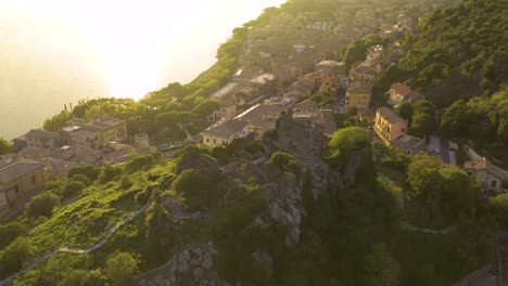 Birds-Eye-View-of-Orsinis-Fortress-during-Dramatic-Sunset-in-Trevignano-Romano