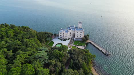 Aerial-4K-video-drone-shot-in-Europe-a-castle-by-the-sea