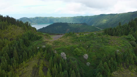 Panoramic-Aerial-View-of-Beautiful-Nature-of-São-Miguel-Island-in-the-Azores