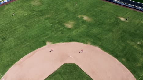 aerial-view-of-a-youth-baseball-game-in-the-summer-time