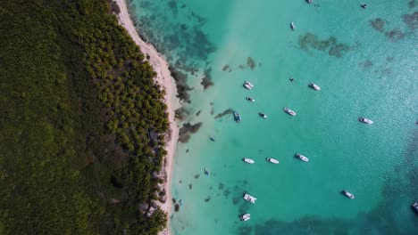 Luftaufnahme-über-Yachten-An-Der-Küste-Von-Punta-Cana,-Goldene-Stunde-In-Der-Dominikanischen-Republik---Von-Oben-Nach-Unten,-Drohnenaufnahme