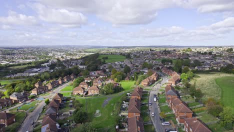 Drone-aerial-footage-of-Dewsbury-Moore-Council-Estate,-a-typical-urban-council-owned-housing-estate