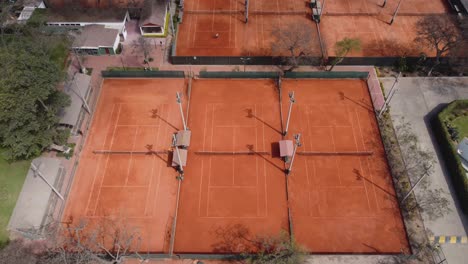 Drone-4k-video-of-red-clay-tennis-courts
