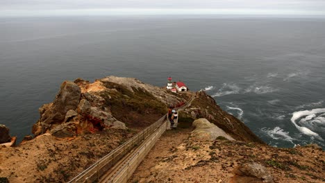 Long-stairway-descending-to-Point-Reyes-Lighthouse-on-a-cloudy-day