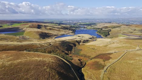 Drone-footage-of-Saddleworth-Moor,-Windy-Hill,-Yorkshire,-England