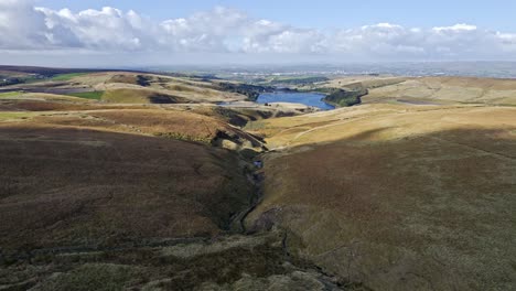 Drone-aerial-footage-of-Saddleworth-Moor,-Windy-Hill,-Yorkshire,-England