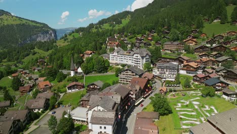 Aerial-view-over-the-center-of-Wengen,-Switzerland-1-of-2