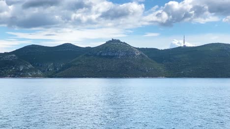 View-of-the-panorama-of-the-Kornati-archipelago-from-a-tourist-boat-on-the-Adriatic,-Croatia,-Europe