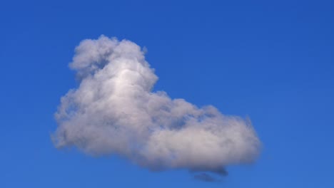 Cute-Isolated-White-Cloud-Deforming-Against-Blue-Sky,-Static