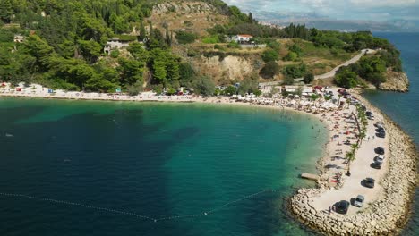 Kasjuni-beach-from-above-in-Split,-Croatia