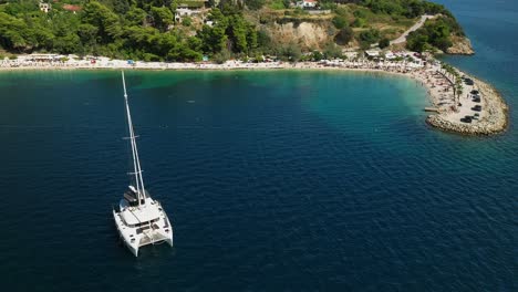 Aerial-view-of-a-sailboat-in-Kasjuni-bay-in-Split-Croatia