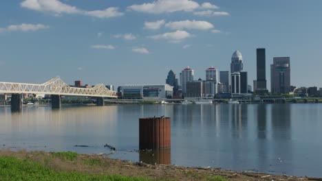 View-of-Downtown-Louisville,-Bridge,-Water