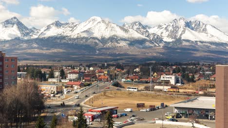 Mountains-and-city-timelapse-sunny-weather.-Poprad