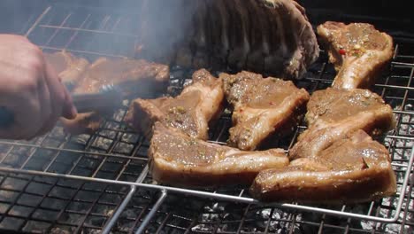 Cooking-chops-on-the-braai-or-barbecue