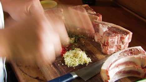 preparing-a-rack-of-lamb-and-chops-with-soices