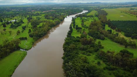 Beautiful-aerial-view-of-the-greenery-around-the-Vaal-River,-Gauteng,-South-Africa