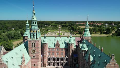 Frederiksborg-Castle-Flyover-Toward-Gardens-Drone